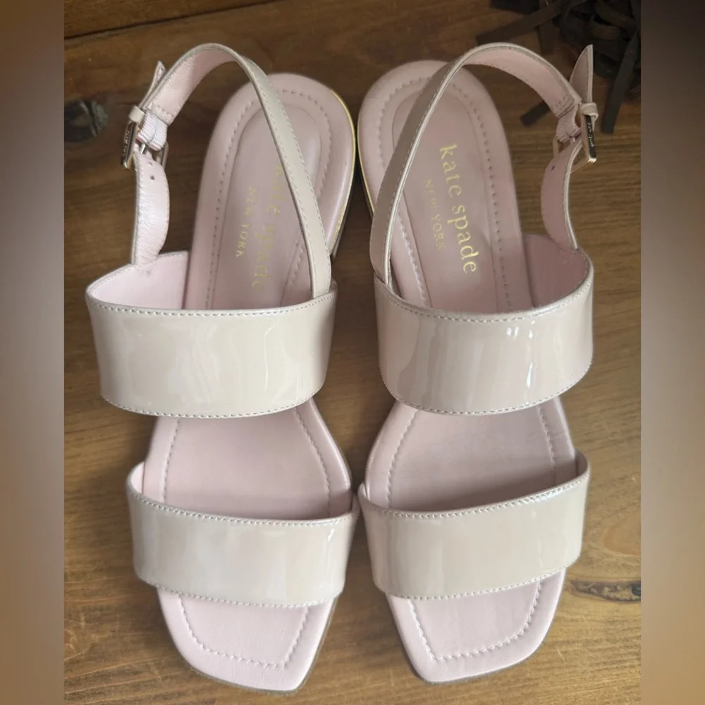 Kate Spade New York Merritt Patent Leather Pink Slingback Sandals Sise 7.5 - Picture 4 of 10